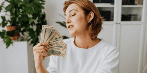woman with cash