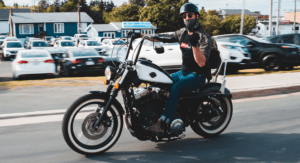 man riding motorbike